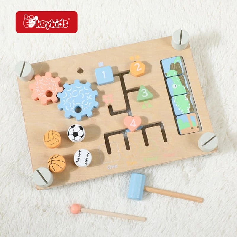 2026 New Reversible Wooden Busy Board, Montessori Activity Panel with Xylophone, Maze and Animal Sliders for Toddlers W12D930